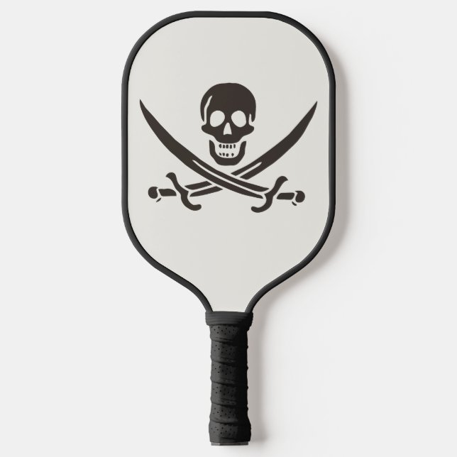 Obsidian Skull Schwerter Pirate Flag Calico Jack Pickleball Schläger (Vorderseite)