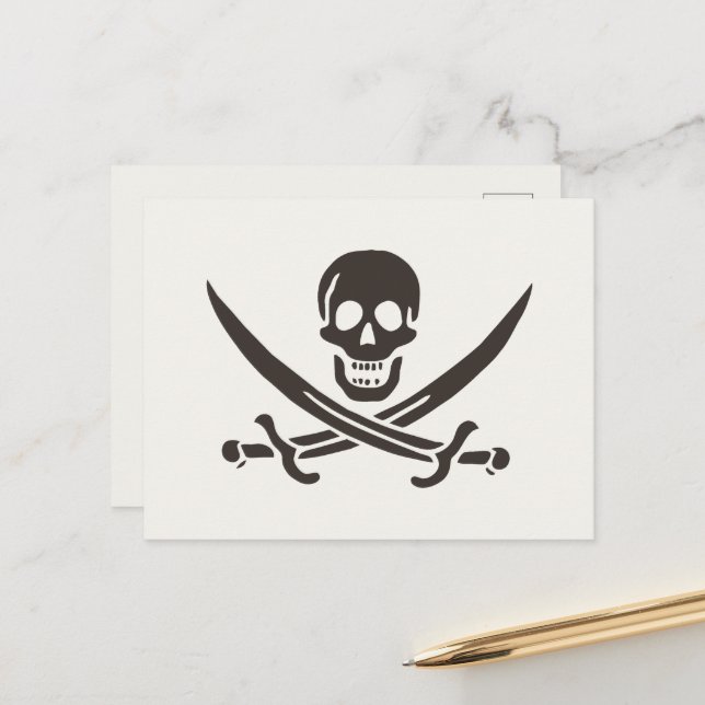 Obsidian Skull Schwerter Pirate Flag Calico Jack Postkarte (Vorderseite/Rückseite Beispiel)