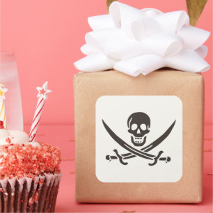 Obsidian Skull Schwerter Pirate Flag Calico Jack Quadratischer Aufkleber