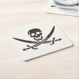 Obsidian Skull Schwerter Pirate Flag Calico Jack Rechteckiger Pappuntersetzer