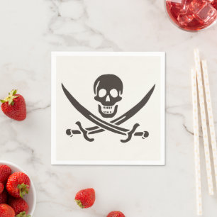 Obsidian Skull Schwerter Pirate Flag Calico Jack Serviette