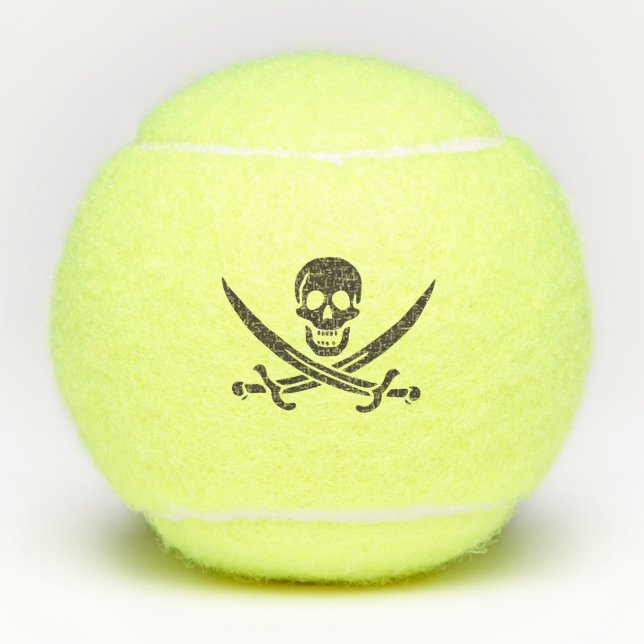 Obsidian Skull Schwerter Pirate Flag Calico Jack Tennisbälle (Vorderseite)