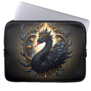 Obsidianer Schwan der stillen Gnade – Dark Fantasy Laptopschutzhülle