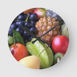 Obst-82524 Obst süße Früchte exotische Ananas P Runde Wanduhr