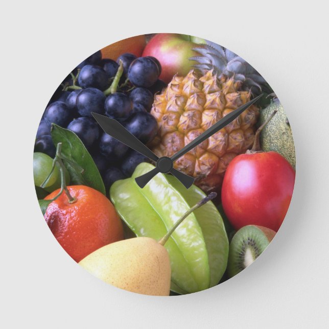 Obst-82524 Obst süße Früchte exotische Ananas P Runde Wanduhr (Vorderseite)