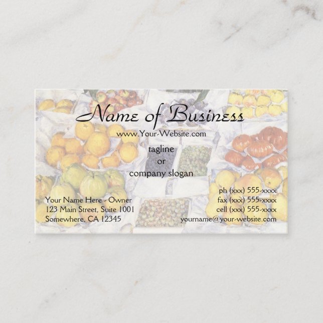 Obst auf einem Stand von Gustave Caillebotte Visitenkarte (Vorderseite)