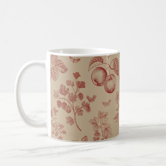 Obst, Beeren und Blume. Herbstnahtloses Muster Kaffeetasse (Links)