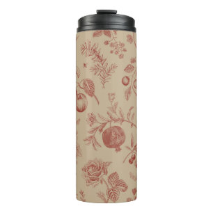 Obst, Beeren und Blume. Herbstnahtloses Muster Thermosbecher