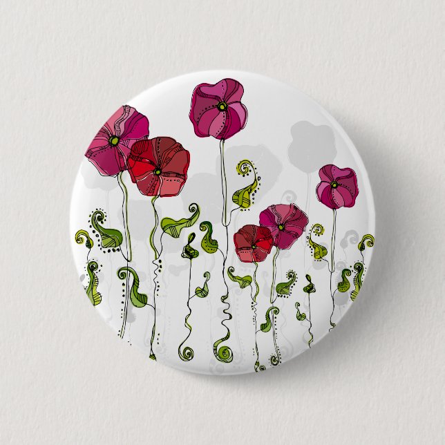 Obst Blume Cool Niedlich Girly Retro Floral Button (Vorderseite)