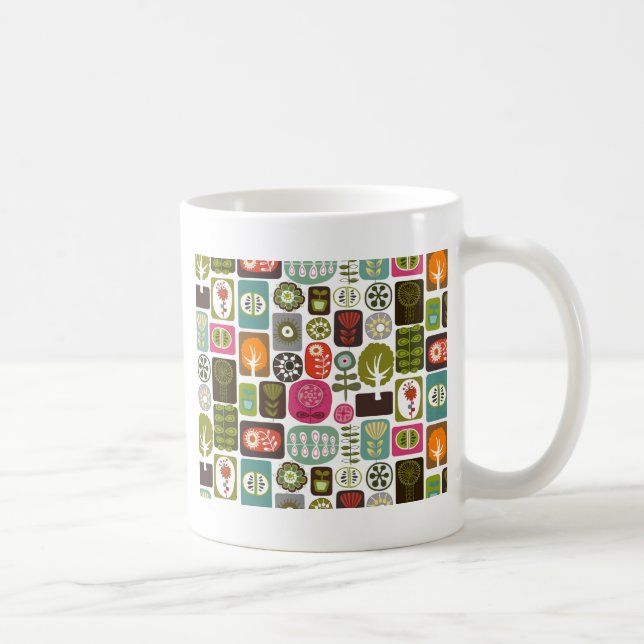 Obst Blume Cool Niedlich Girly Retro Floral Kaffeetasse (Rechts)