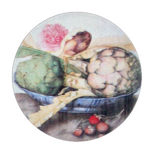 OBST DER SAISON 4- KÜNSTLER, ROSE & STRAWBERRIES SCHNEIDEBRETT