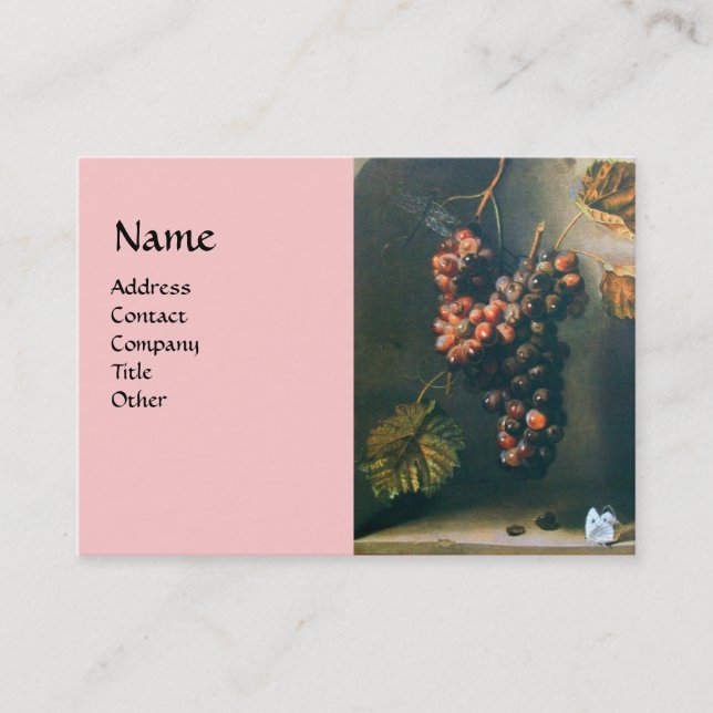 OBST DER SAISON, Rote Weintrauben, Schmetterling,  Visitenkarte (Vorderseite)