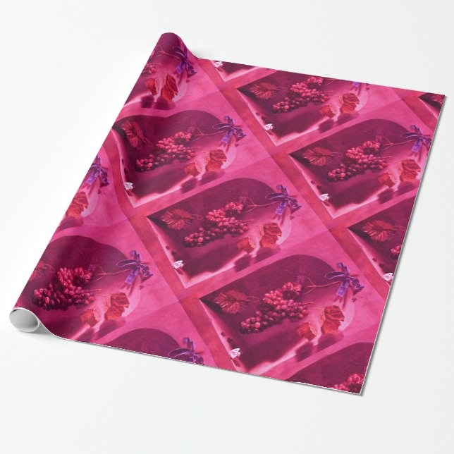 OBST DER SAISON - WOHLSTAND Fuchsia Red Pink Geschenkpapier (Ungerollt)