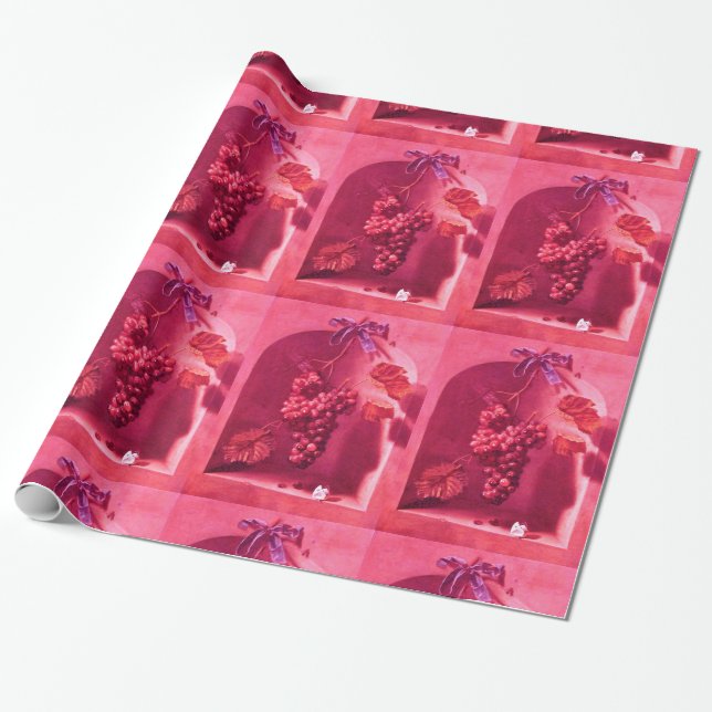 OBST DER SAISON - WOHLSTAND Fuchsia Red Pink Geschenkpapier (Ungerollt)