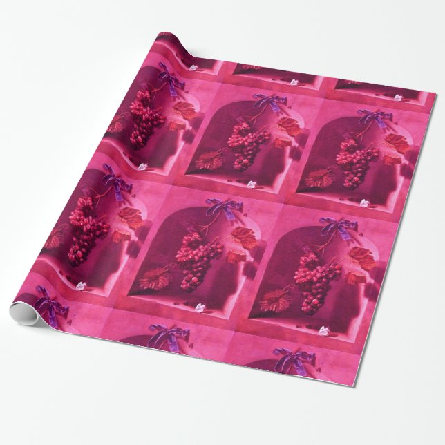 OBST DER SAISON - WOHLSTAND Fuchsia Red Pink Geschenkpapier (Ungerollt)