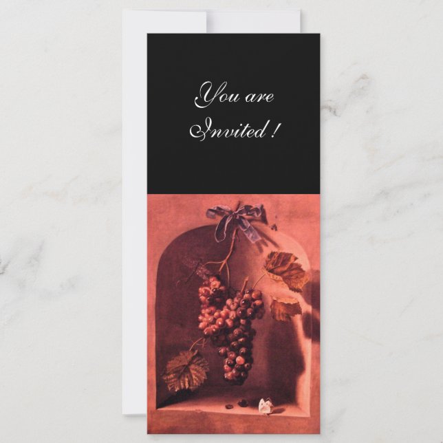 OBST DER SAISON - WOHLSTAND, rosa schwarz Einladung (Vorderseite)