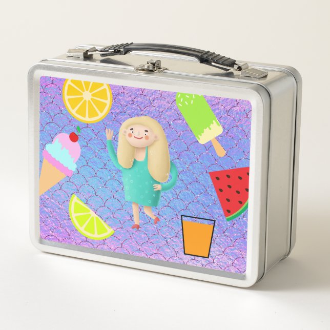 Obst Eiscreme Juice Girly Metall Brotdose (Vorderseite)