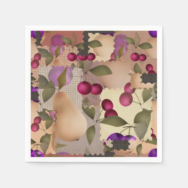 Obst, Flickwerk Serviette (Vorderseite)