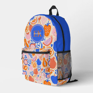Obst Gemüse aus Orangenblauer Monogramm Bedruckter Rucksack
