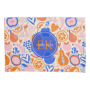 Obst Gemüse aus Orangenblauer Monogramm Kissenbezug