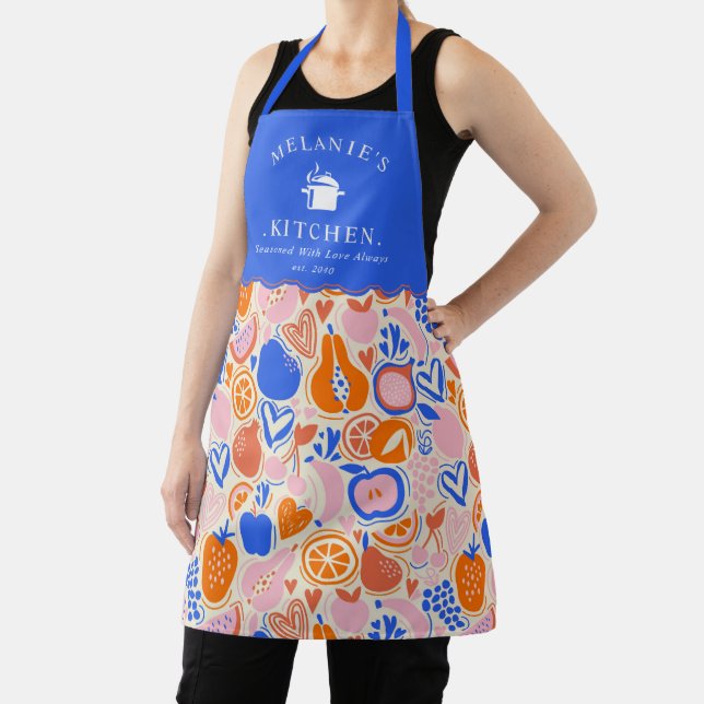 Obst Gemüse aus Orangenblauer Monogramm Schürze (InSitu)