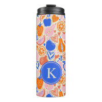 Obst Gemüse aus Orangenblauer Monogramm