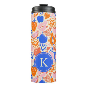Obst Gemüse aus Orangenblauer Monogramm Thermosbecher