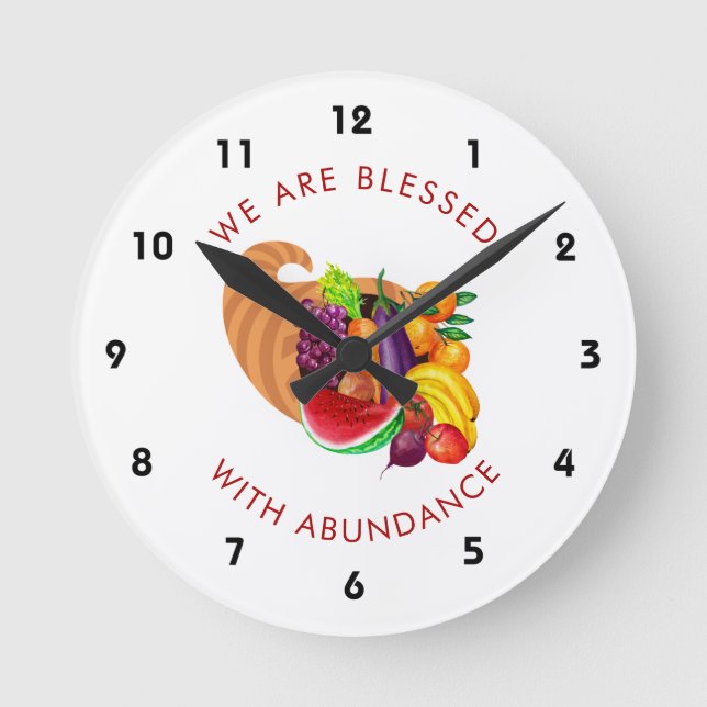 Obst Gemüse Cornucopia Motivierend Zitat Runde Wanduhr (Vorderseite)