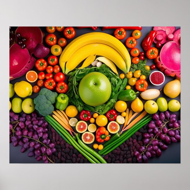 Obst Gemüse gesunde Lebensmittel Ernährung Gesundh Poster (Vorne)