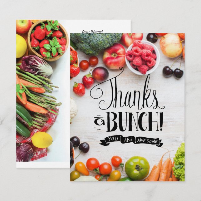 Obst Gemüse Lebensmittelgeschäft thematisch Danke  (Vorne/Hinten)
