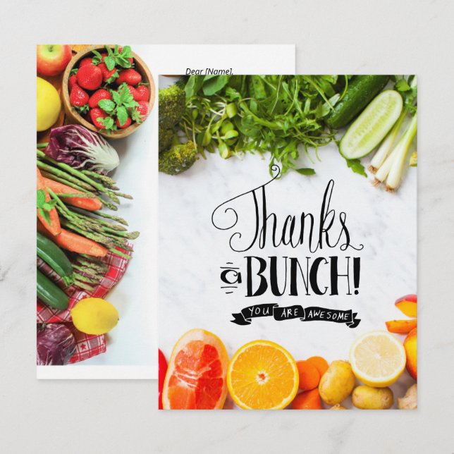 Obst Gemüse Lebensmittelgeschäft thematisch Danke  (Vorne/Hinten)