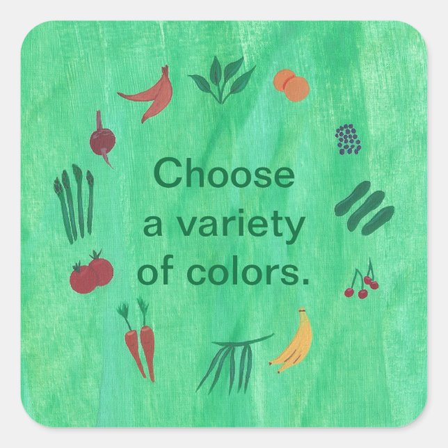 Obst Gemüse wählen Sie eine Auswahl an Farbklebern Quadratischer Aufkleber (Vorderseite)