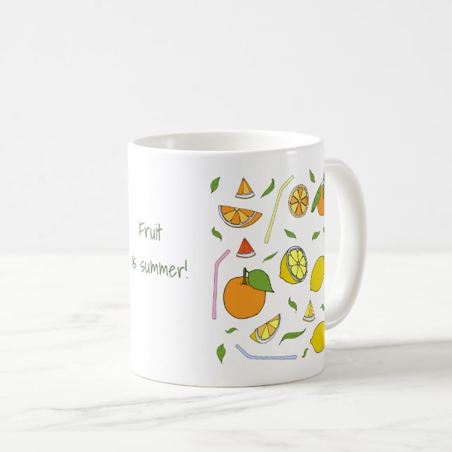Obst ist im Sommer Minimalistisch Niedlich Kaffeetasse (VorderseiteRechts)