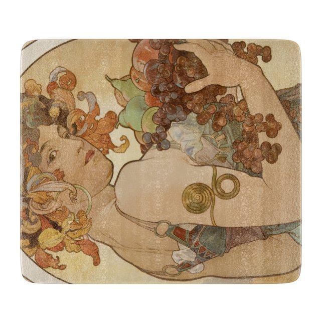 Obst (Jugendstil) (Portrait von Frauen) (Obst) Schneidebrett (Vorderseite)