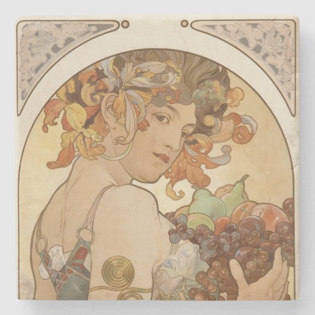 Obst (Jugendstil) (Portrait von Frauen) (Obst) Steinuntersetzer (Vorderseite)