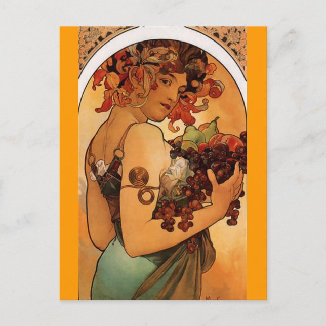 Obst - Jugendstil - Postkarte (Vorderseite)