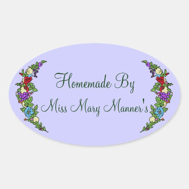 Obst mit hausgemachtem Lebensmittel Ovaler Aufkleber (Vorderseite)