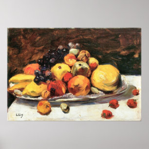 Obst noch auf einer weißen Decke von Lesser Ury le Poster