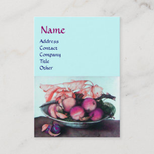 OBST Pfirsiche, Pflaumen, Pflaumen, Blätter Aquama Visitenkarte