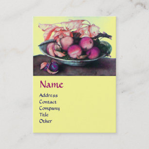 OBST Pfirsiche, Pflaumen und Blätter der Saison Ge Visitenkarte