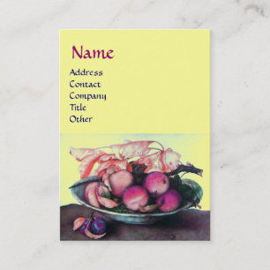 OBST Pfirsiche, Pflaumen und Blätter der Saison Ge Visitenkarte