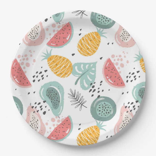 Obst und Blattwerk Pappteller (Vorderseite)