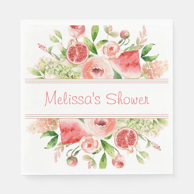 Obst und Blume Aquarellfarbenes Party Serviette (Vorderseite)