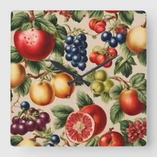 Obst und Blume aus dem Italienischen Garten Quadratische Wanduhr