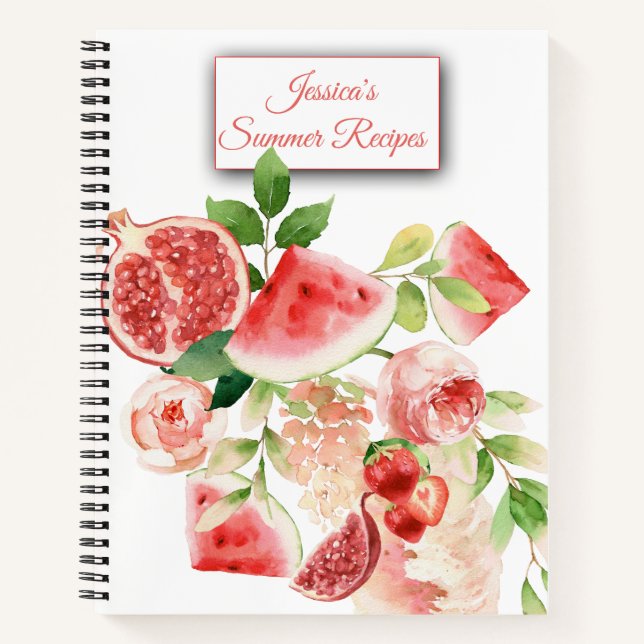 Obst und Blume Wasserfarben-Rezept-Notebook Notizbuch (Vorderseite)