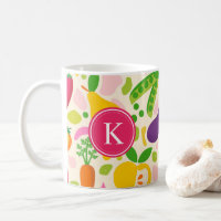 Obst und Gemüse aus roten Monogramm