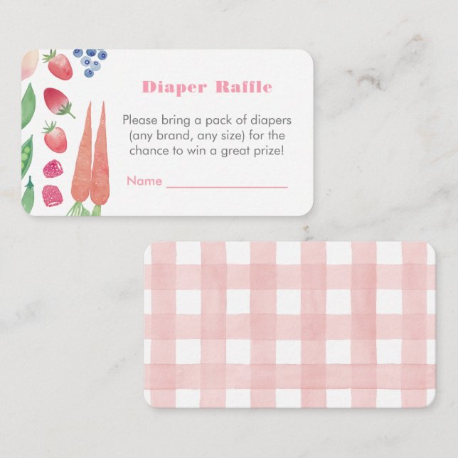 Obst und Gemüse Babydusche Windelwindeln Begleitkarte (Vorne/Hinten)