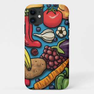 Obst und Gemüse in Blauen Farben iPhone 11 Hülle