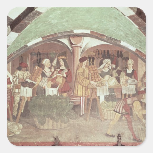Obst und Gemüse Quadratischer Aufkleber (Vorderseite)