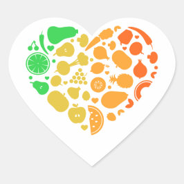 Obst- und Gemüseherz - Großes Veganes Geschenk Herz-Aufkleber